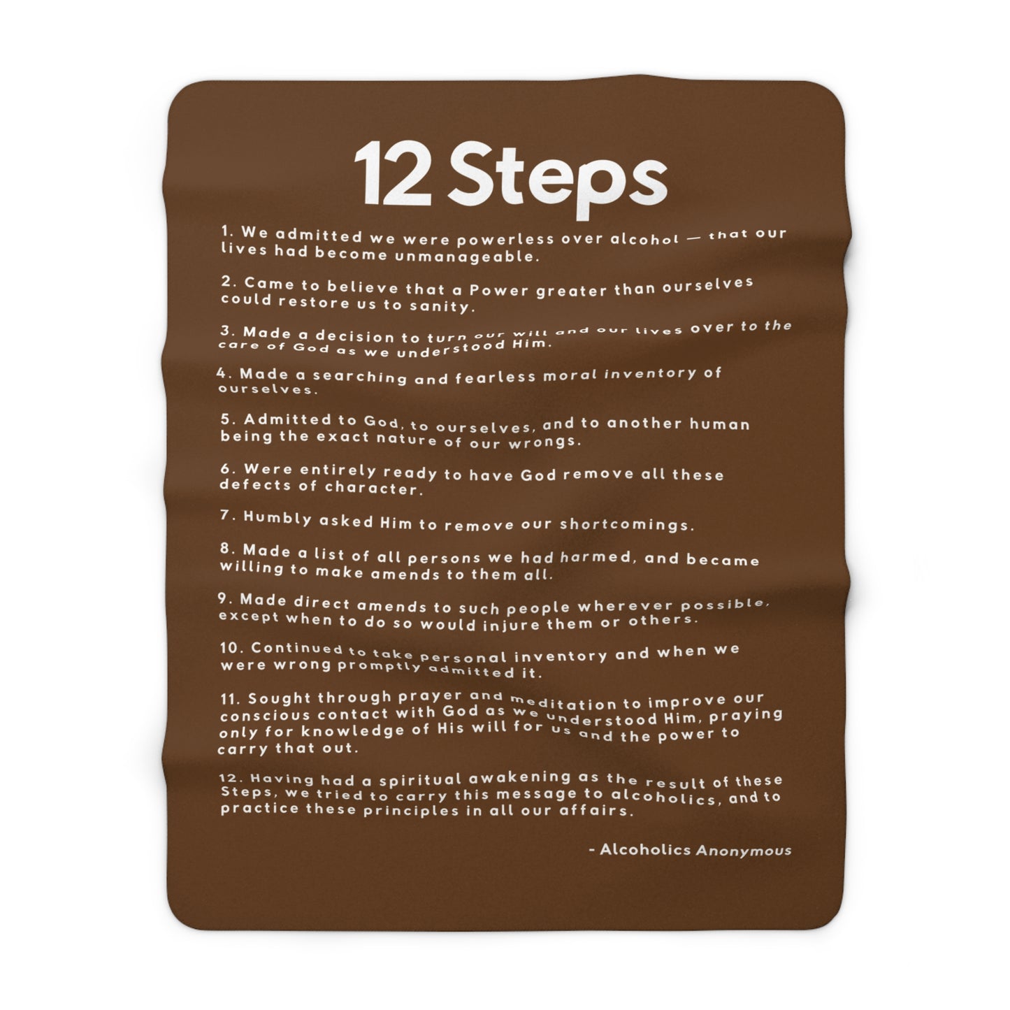 Haler Smith - Home Decor - Haler Smith Sherpa Fleece Blanket - 12 Steps - Brown