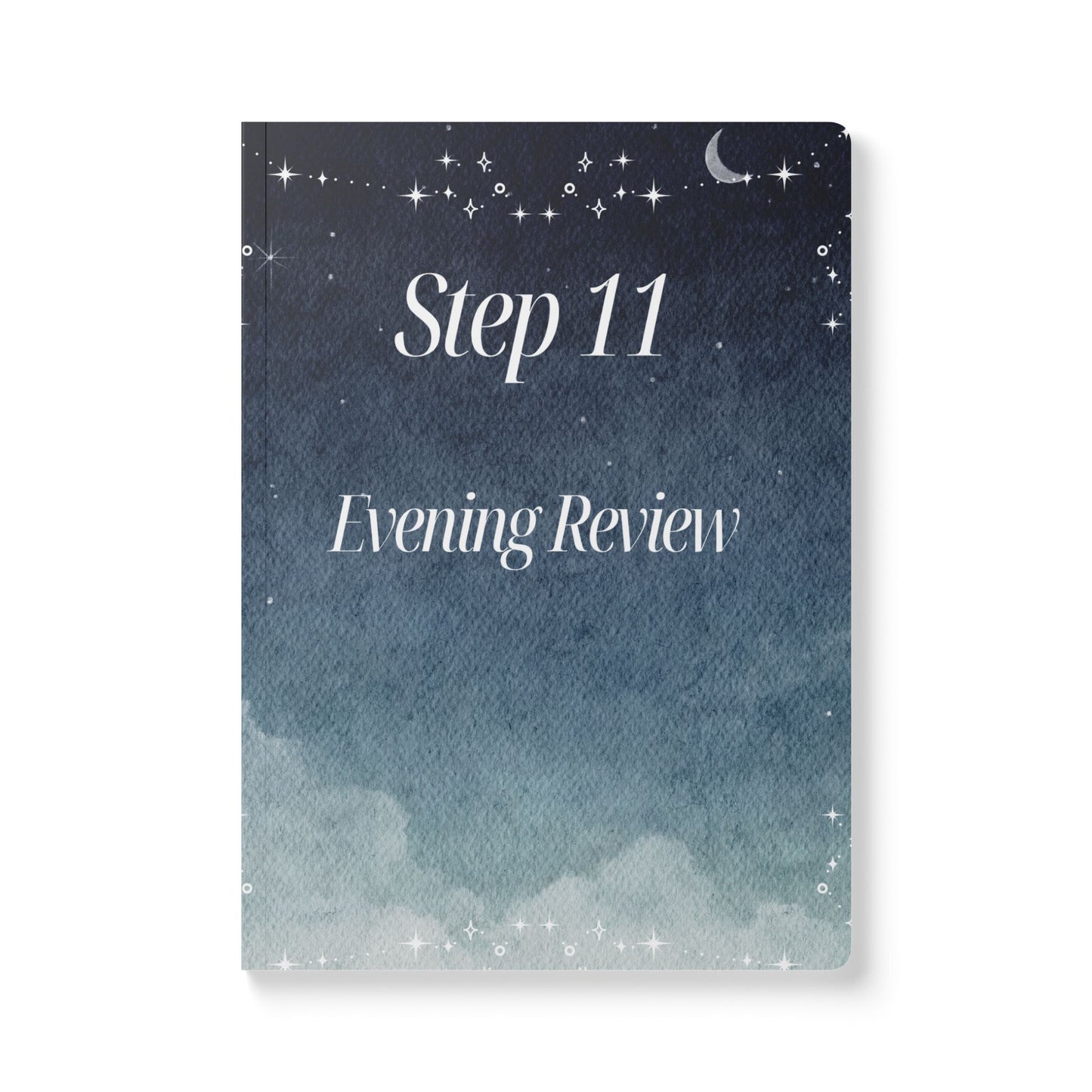 Haler Smith Guided Softcover Journal - Step 11 Evening Review - Starry Night Scene - White Letters