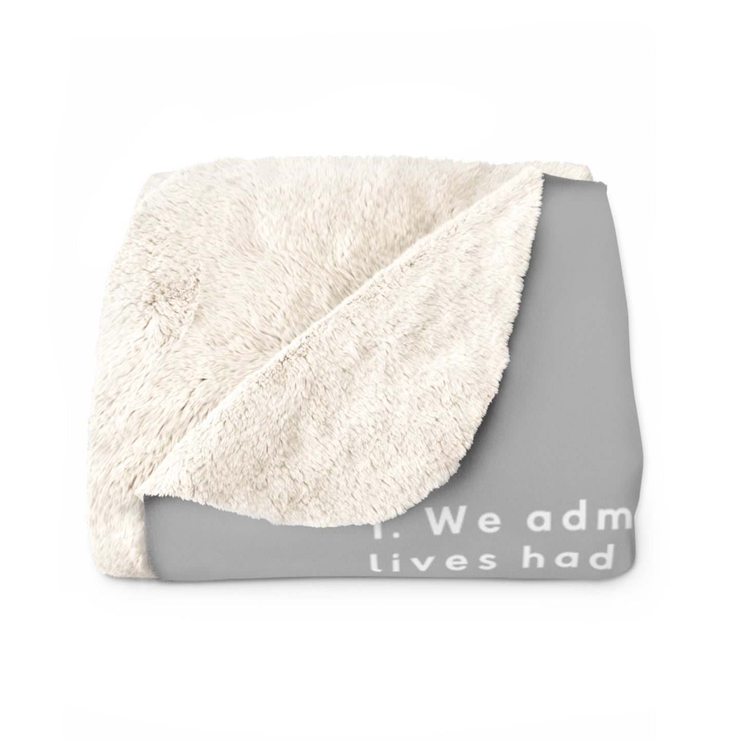 Haler Smith - Home Decor - Haler Smith Sherpa Fleece Blanket - 12 Steps - Light Gray
