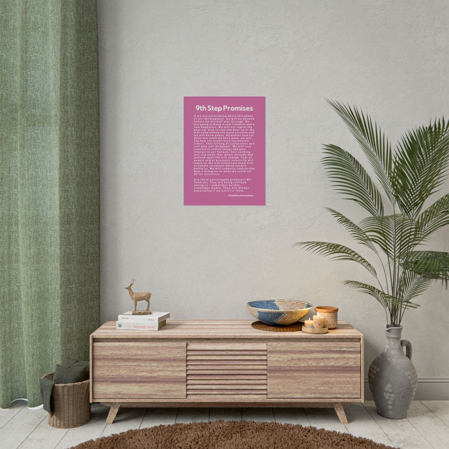 Haler Smith Rolled Poster - 9th Step Promises - Vertical Light Pink Matte Finish