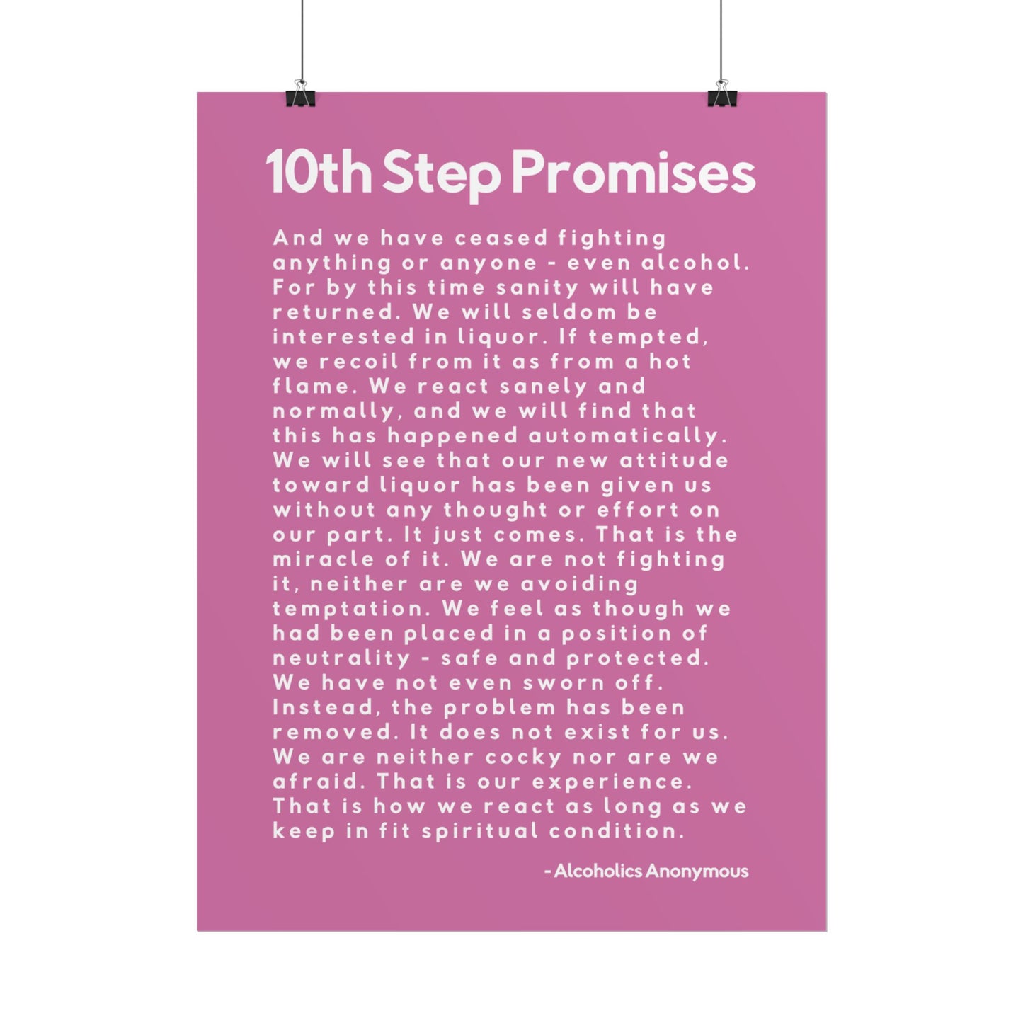 Haler Smith - Poster - Haler Smith Rolled Poster - 10th Step Promises - Vertical Light Pink Matte Finish