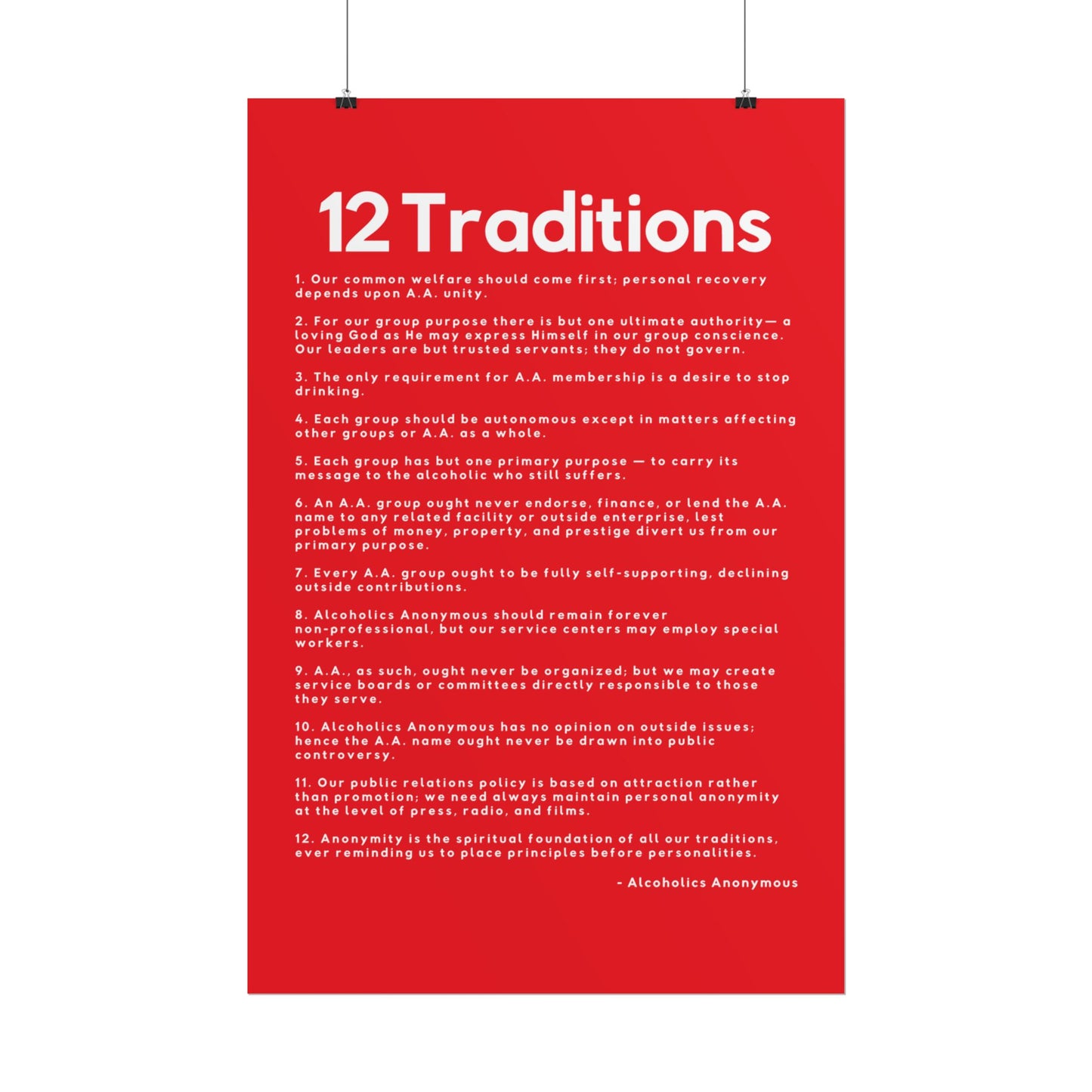 Haler Smith - Poster - Haler Smith Rolled Poster - 12 Traditions - Vertical Red Matte Finish