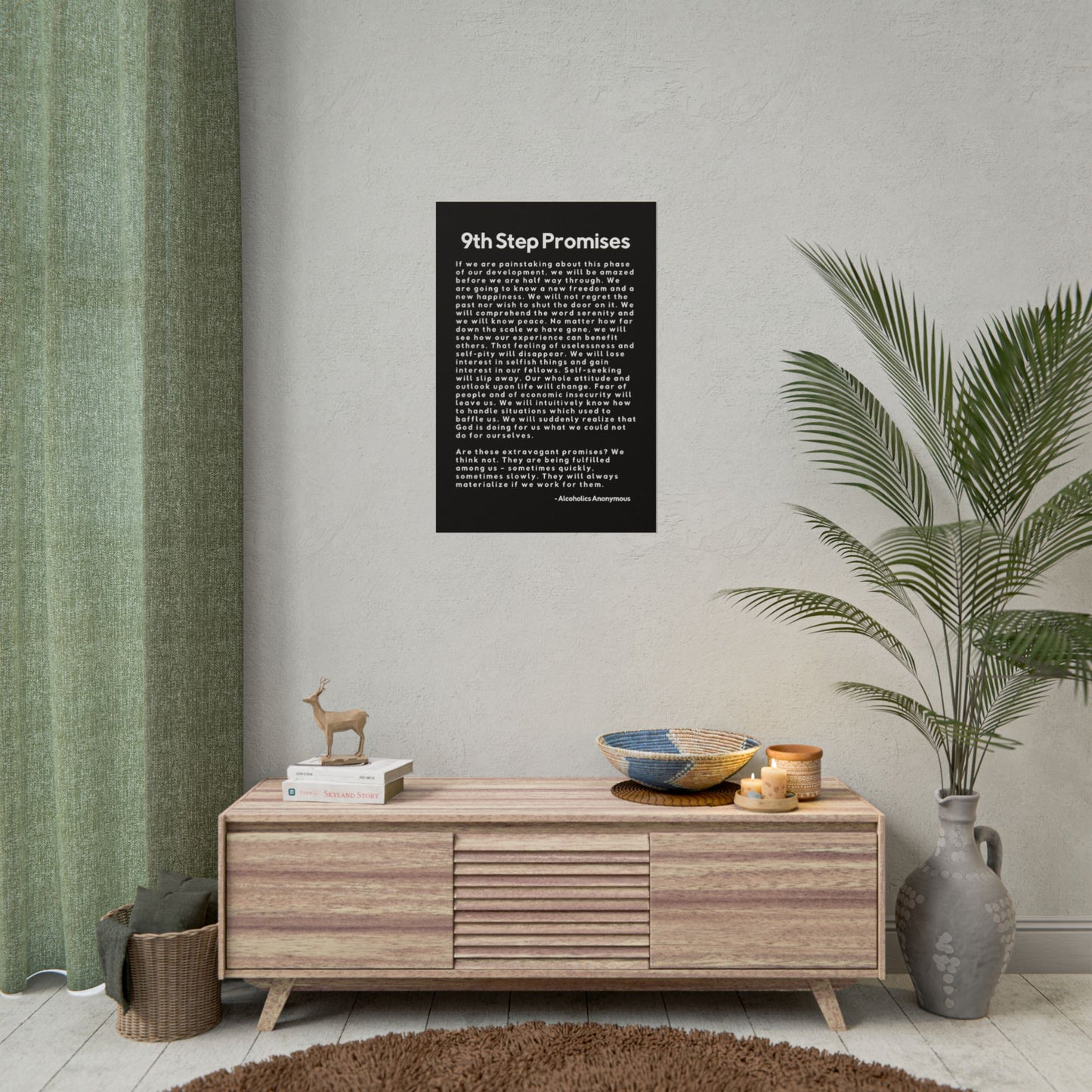 Haler Smith Rolled Poster - 9th Step Promises - Vertical Black Matte Finish - White Letters