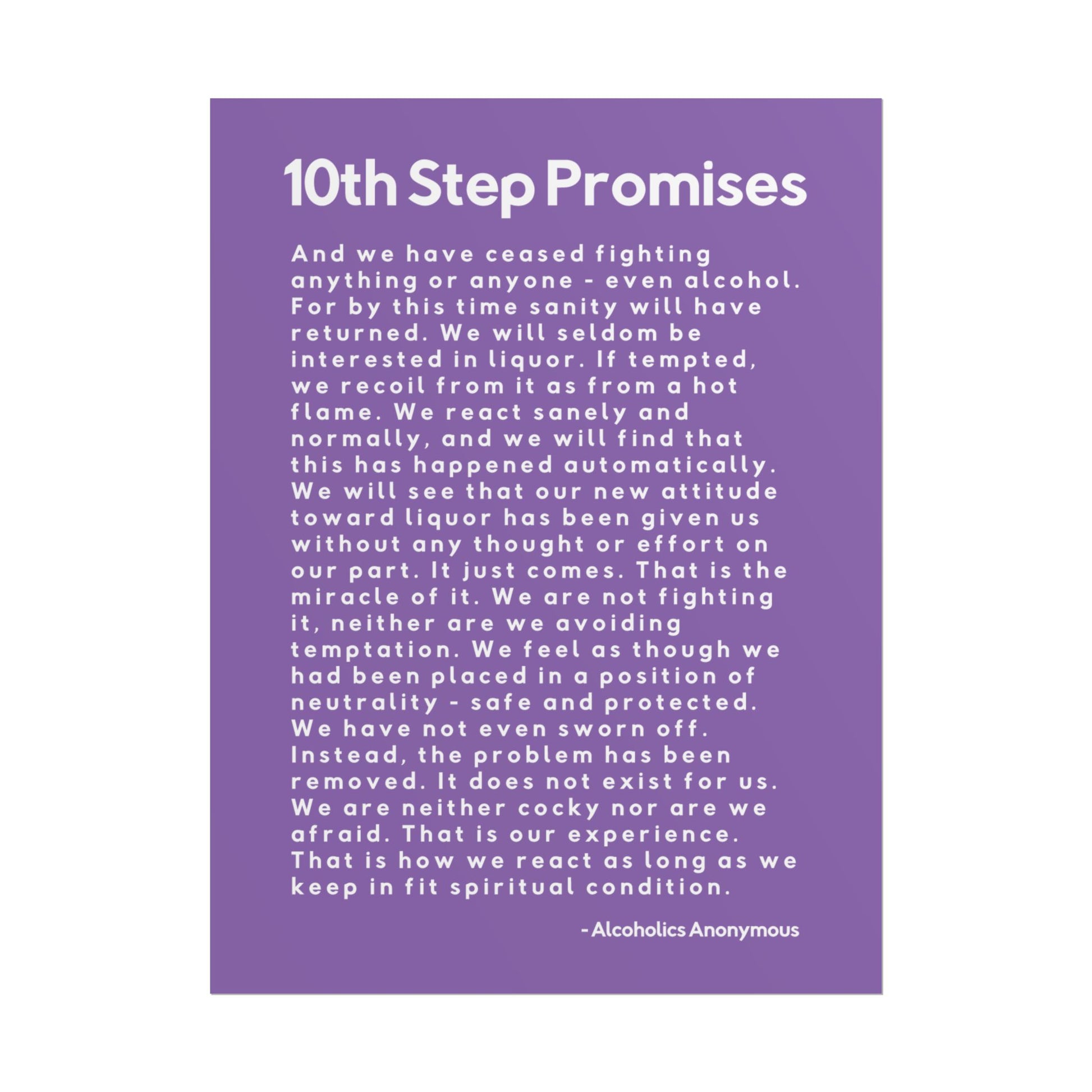 Haler Smith - Poster - Haler Smith Rolled Poster - 10th Step Promises - Vertical Light Purple Matte Finish