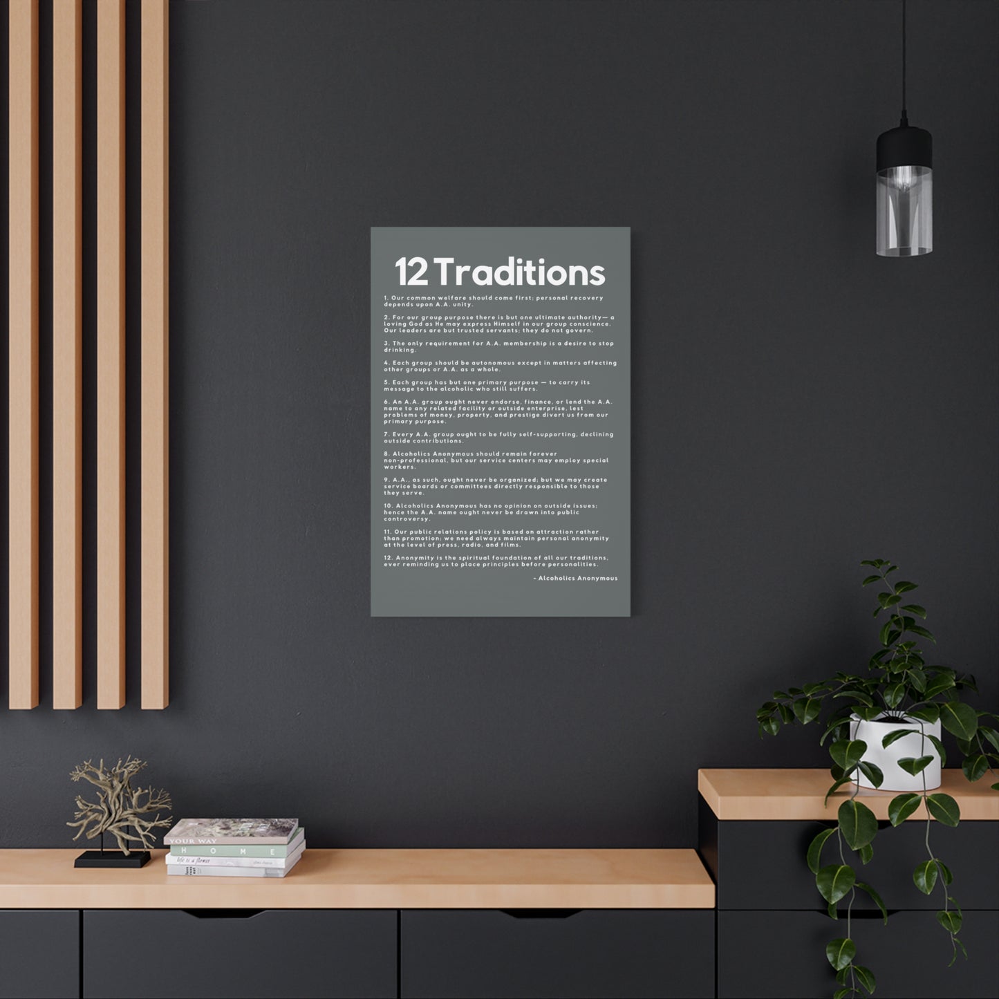 Haler Smith - Canvas - Haler Smith Matte Canvas - 12 Traditions - Vertical Dark Gray Matte Finish