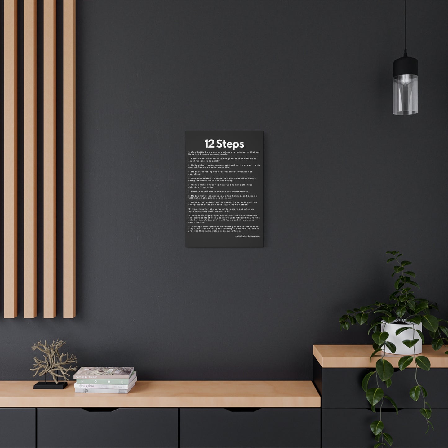 Haler Smith Matte Canvas - 12 Steps - Vertical Black Matte Finish - White Letters