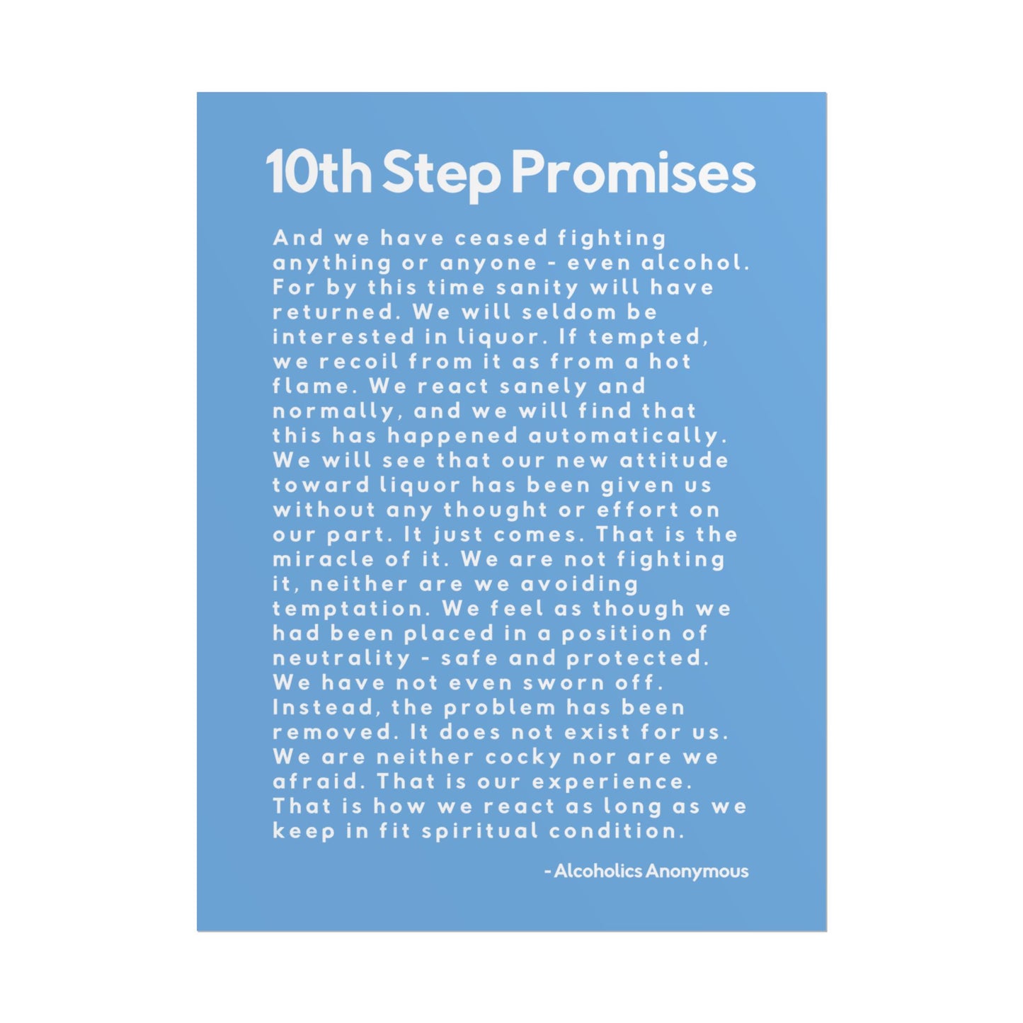 Haler Smith - Poster - Haler Smith Rolled Poster - 10th Step Promises - Vertical Light Blue Matte Finish