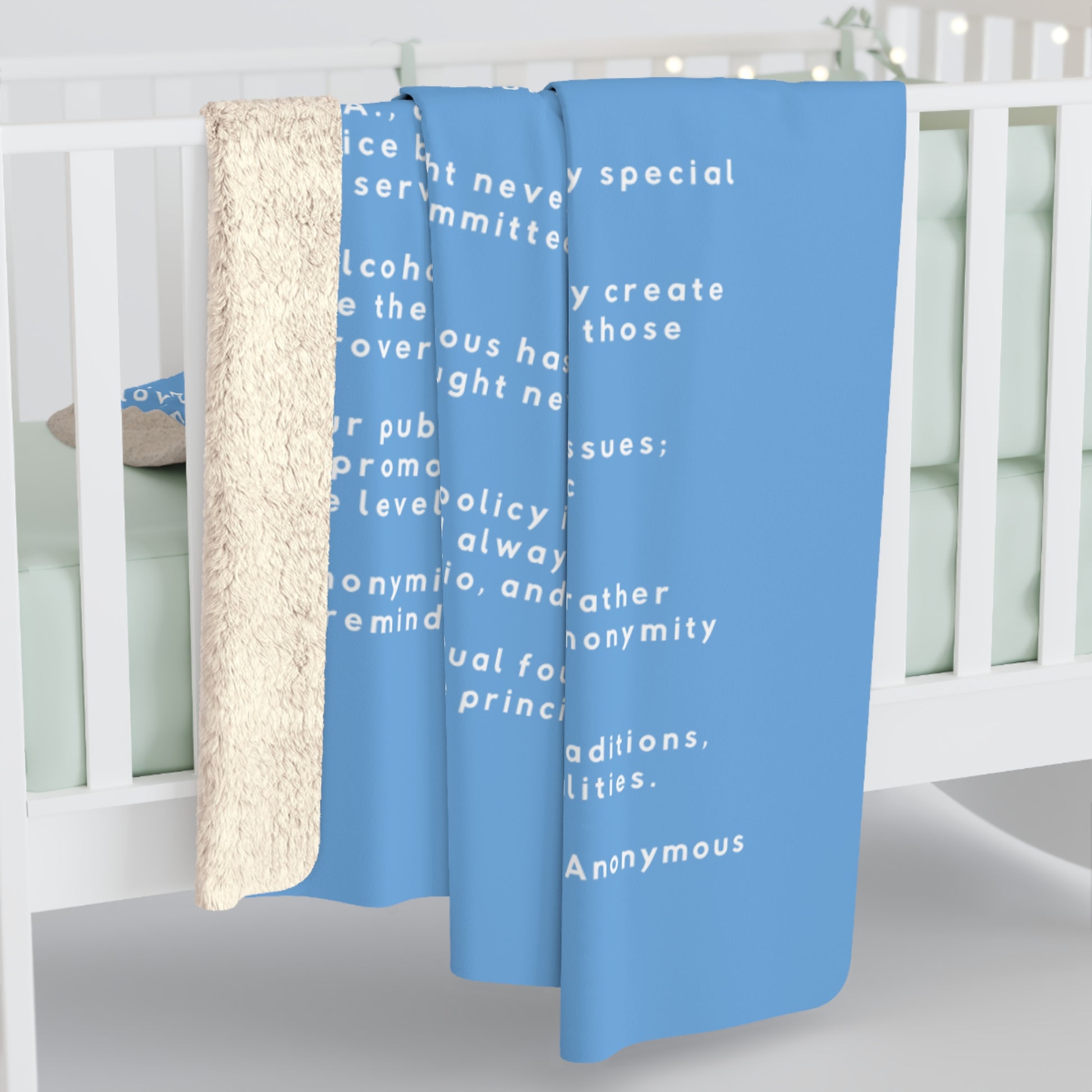 Haler Smith - Home Decor - Haler Smith Sherpa Fleece Blanket - 12 Traditions - White Letters - Light Blue