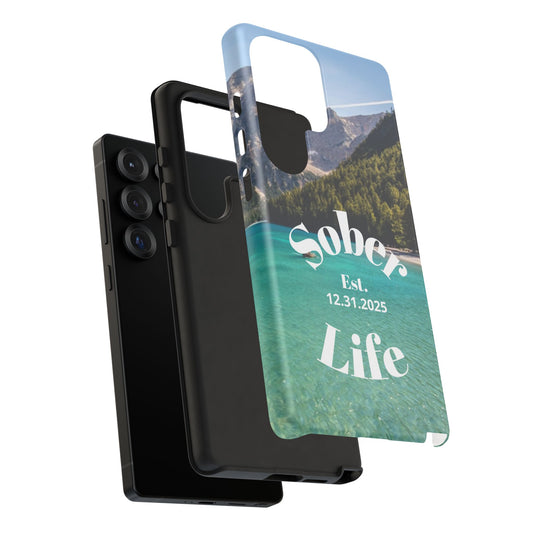 Recovery Phone Case | Sober Life Est. Design 1 | Water Scene Samsung Galaxy Case