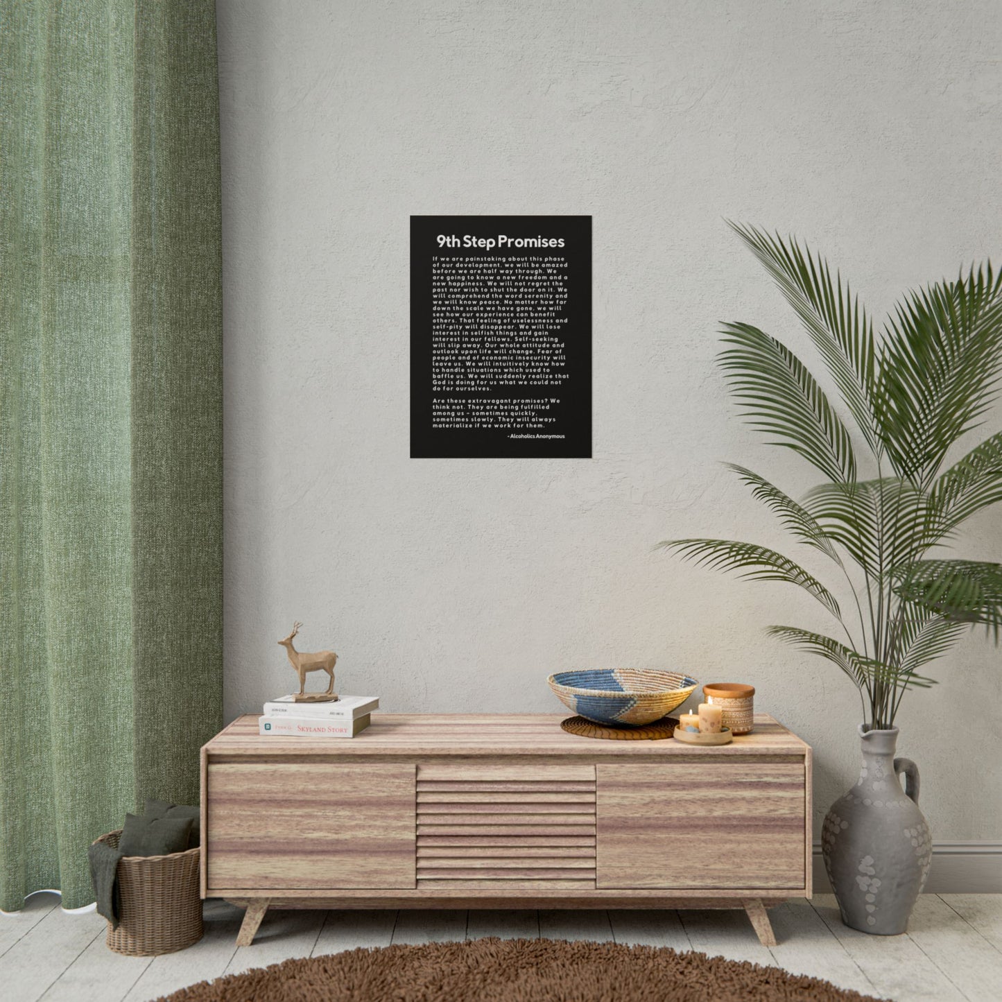 Haler Smith Rolled Poster - 9th Step Promises - Vertical Black Matte Finish - White Letters