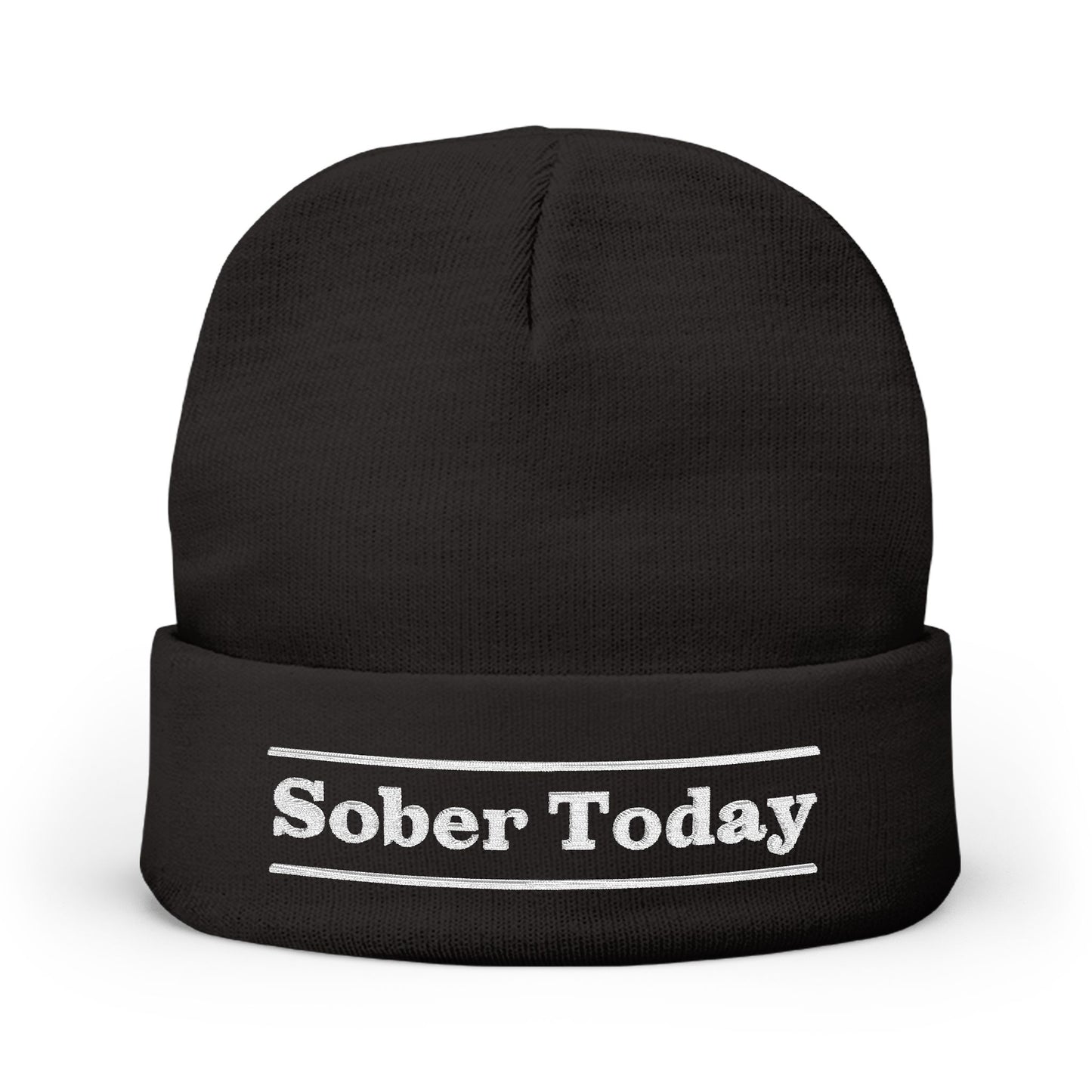 Haler Smith - Hats - Haler Smith Knit Beanie - Sober Today 3 - White Letters
