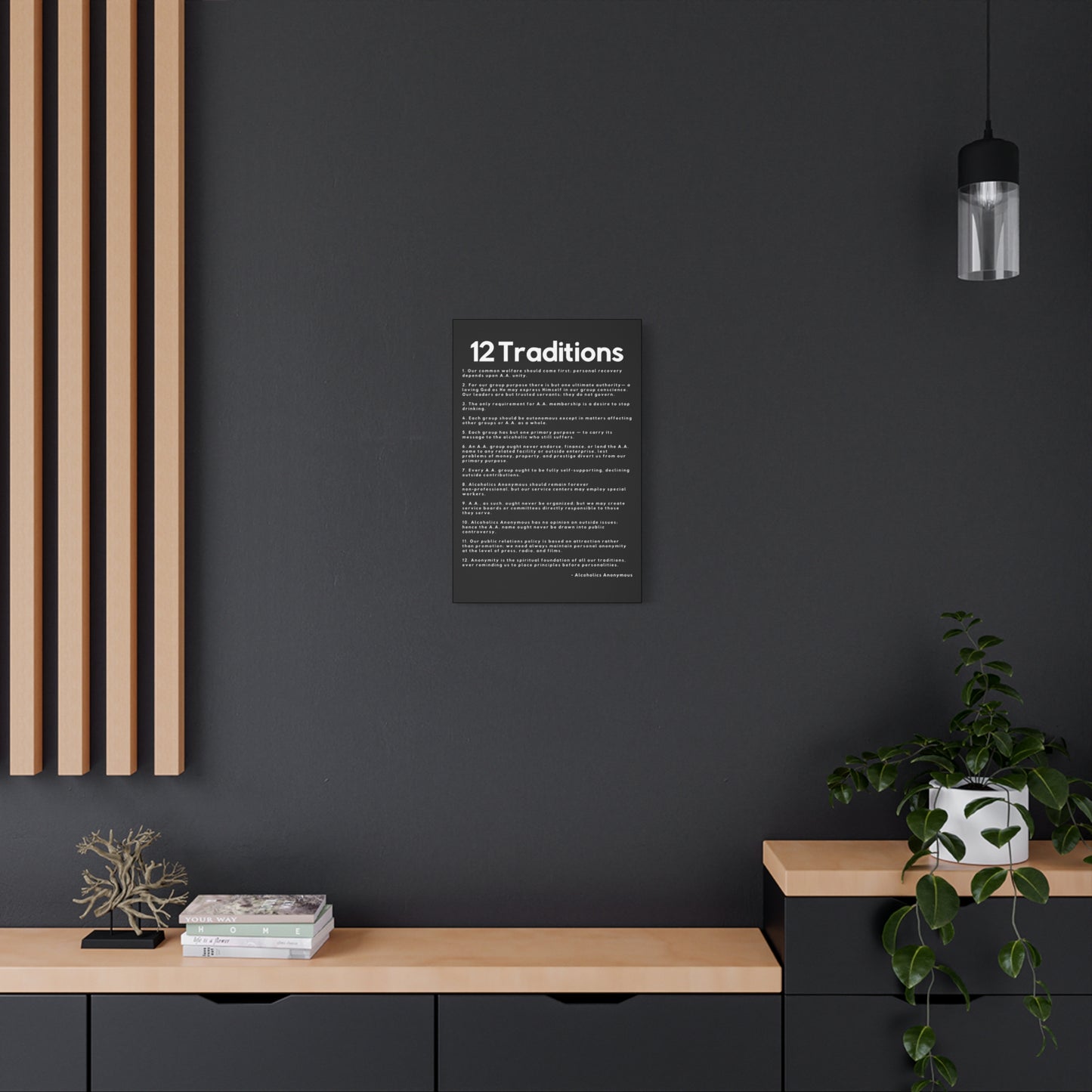 Haler Smith Matte Canvas - 12 Traditions - Vertical Black Matte Finish - White Letters