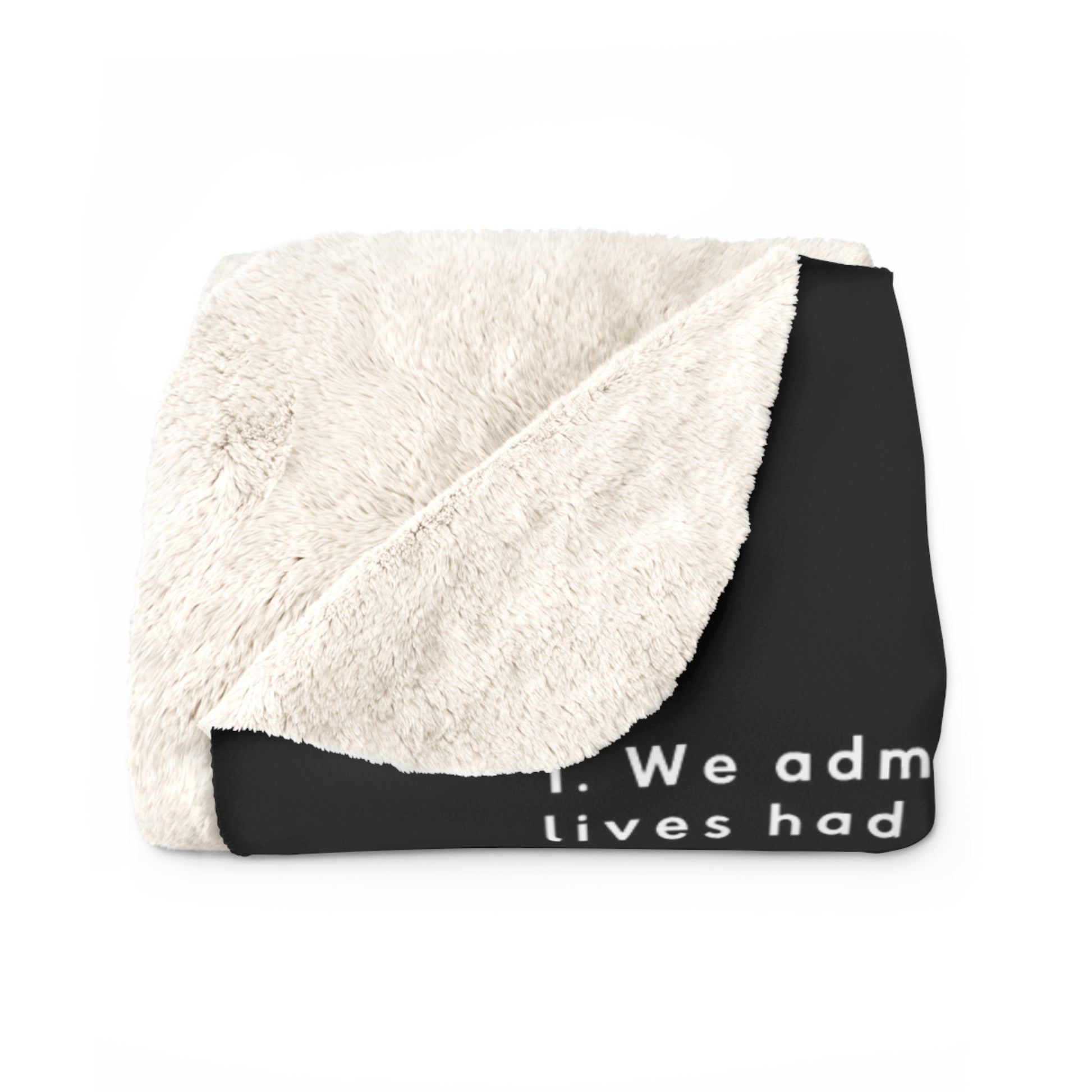 Haler Smith - Home Decor - Haler Smith Sherpa Fleece Blanket - 12 Steps - White Letters - Black