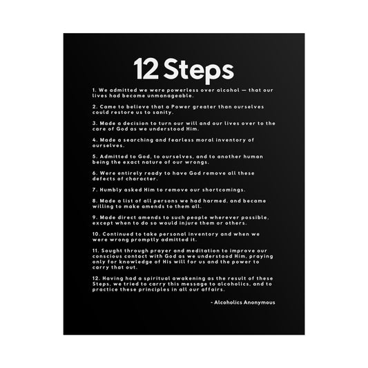 Haler Smith - Poster - Haler Smith Rolled Poster - 12 Steps - Vertical Black Matte Finish - White Letters