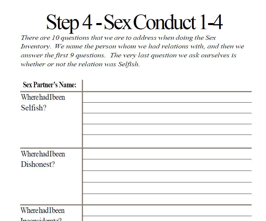 Step Journals- Step 4 Sex Relations- Download
