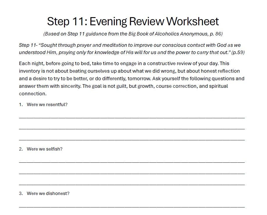 Haler Smith - Step Journals - Step 11 Evening Review - Download