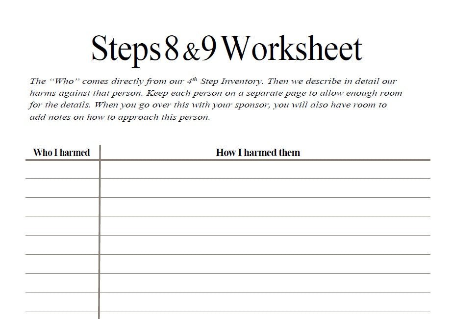 Haler Smith - Step Journals - Step 8 and Step 9 - Download