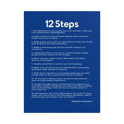 Haler Smith - Poster - Haler Smith Rolled Poster - 12 Steps - Vertical Dark Blue Matte Finish - White Letters