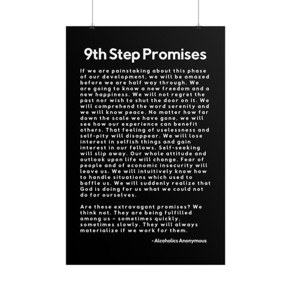 Haler Smith Rolled Poster - 9th Step Promises - Vertical Black Matte Finish - White Letters