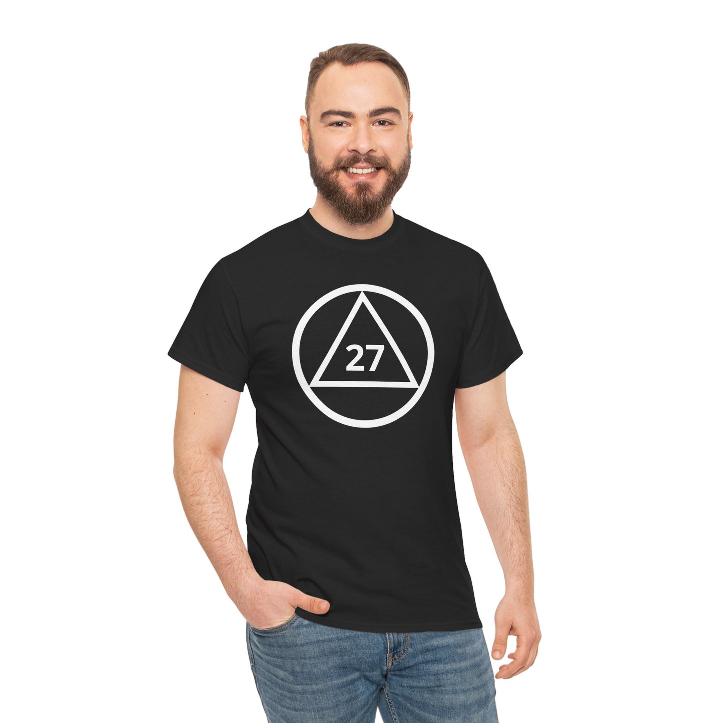 Recovery Short Sleeve T-Shirt | Circle and Triangle Sobriety Years Design 1 On The Front