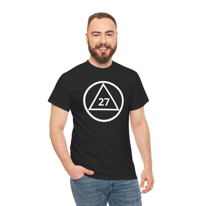 Recovery Short Sleeve T-Shirt | Circle and Triangle Sobriety Years Design 1 On The Front