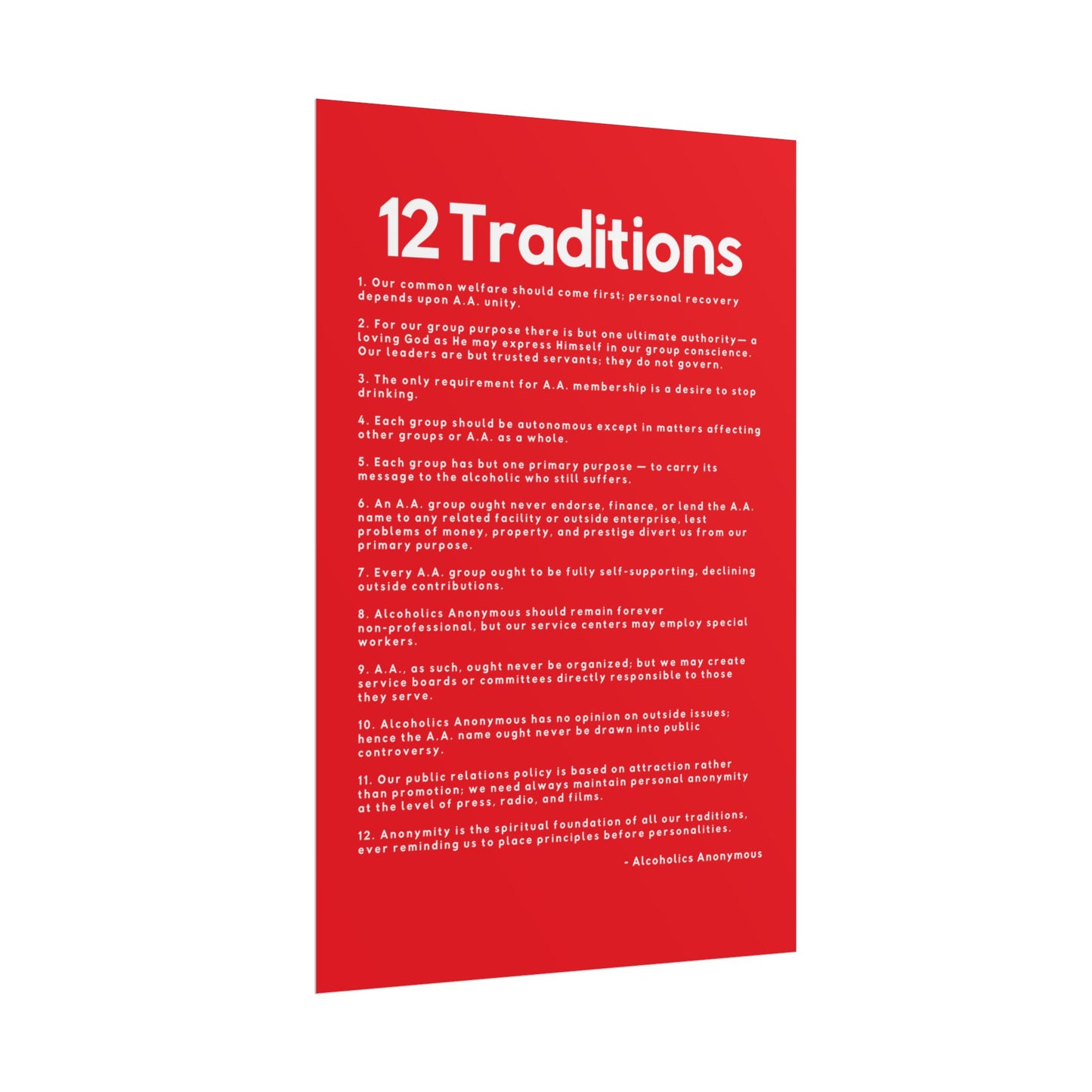 Haler Smith - Poster - Haler Smith Rolled Poster - 12 Traditions - Vertical Red Matte Finish