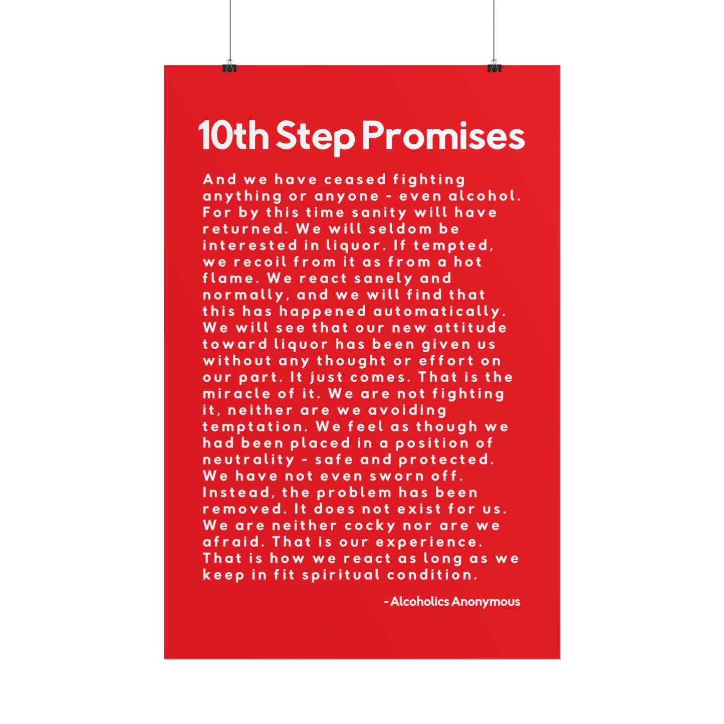 Haler Smith - Poster - Haler Smith Rolled Poster - 10th Step Promises - Vertical Red Matte Finish