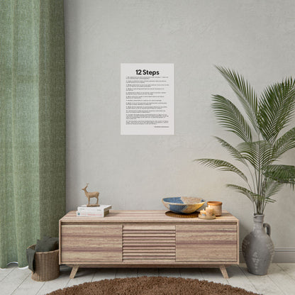 Haler Smith Rolled Poster - 12 Steps - Vertical White Matte Finish - Black Letters