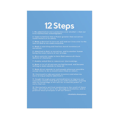 Haler Smith - Poster - Haler Smith Rolled Poster - 12 Steps - Vertical Light Blue Matte Finish - White Letters