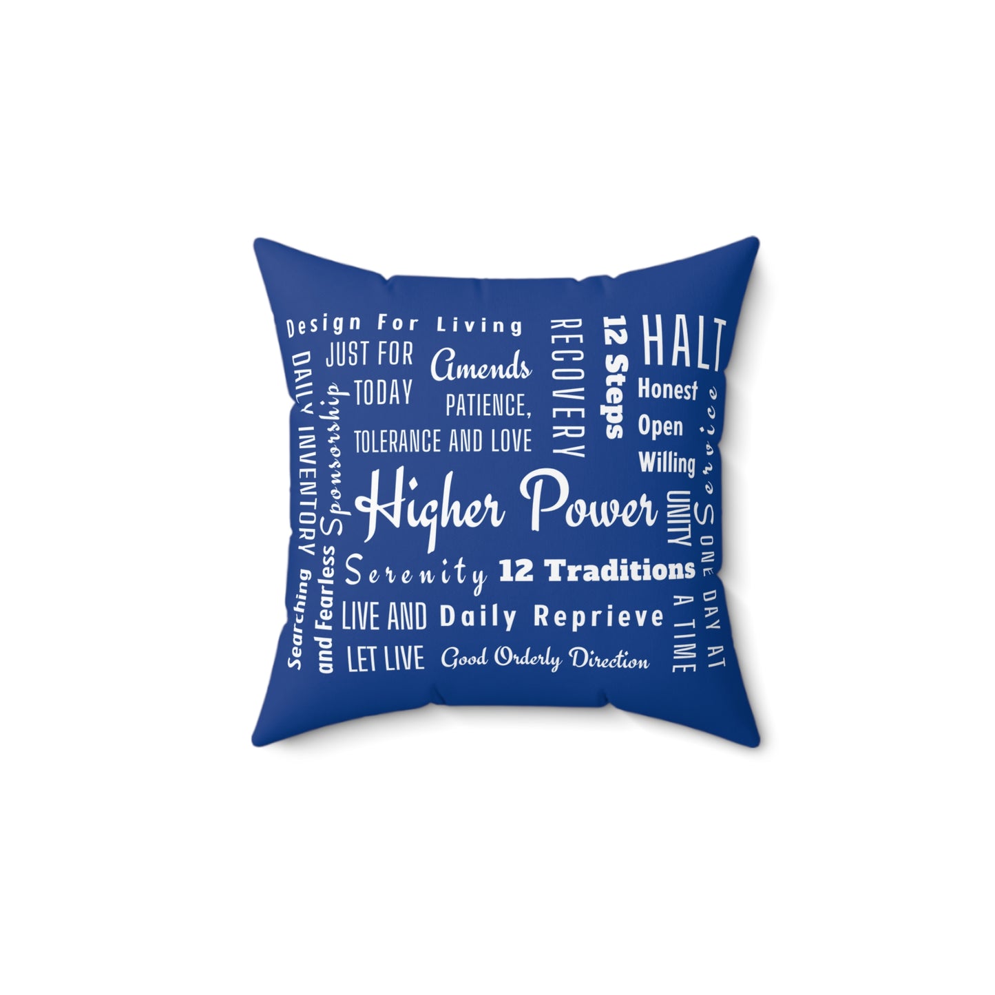Haler Smith Square Polyester Pillow - Recovery Phrases 1 - Dark Blue