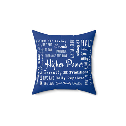 Haler Smith Square Polyester Pillow - Recovery Phrases 1 - Dark Blue