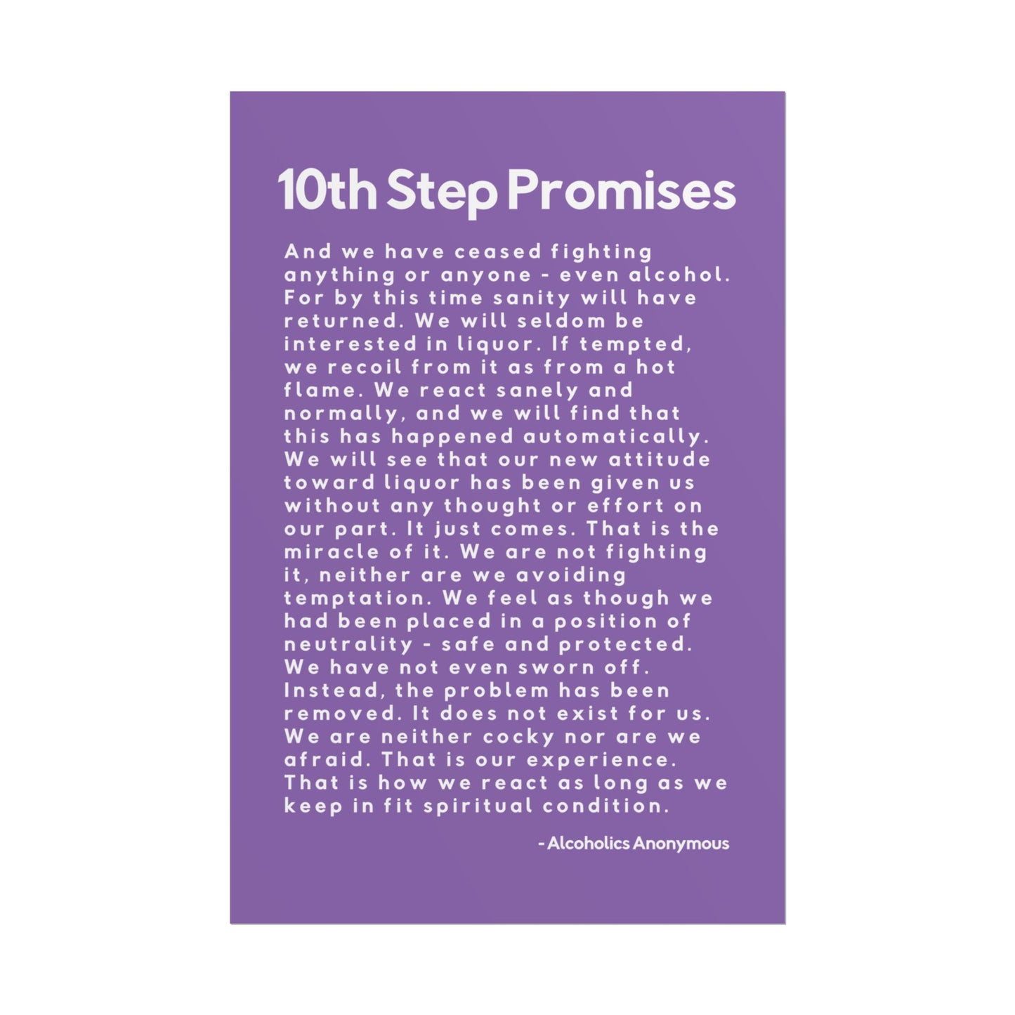 Haler Smith - Poster - Haler Smith Rolled Poster - 10th Step Promises - Vertical Light Purple Matte Finish