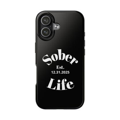 Recovery Phone Case | Sober Life Est. Design 1 | Black iPhone Case