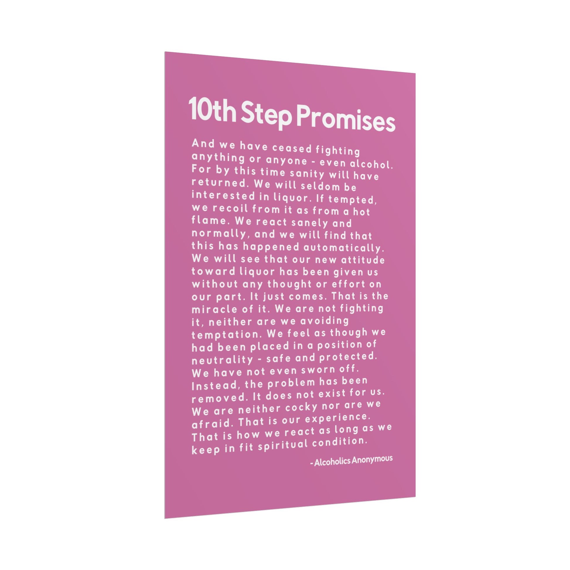 Haler Smith - Poster - Haler Smith Rolled Poster - 10th Step Promises - Vertical Light Pink Matte Finish