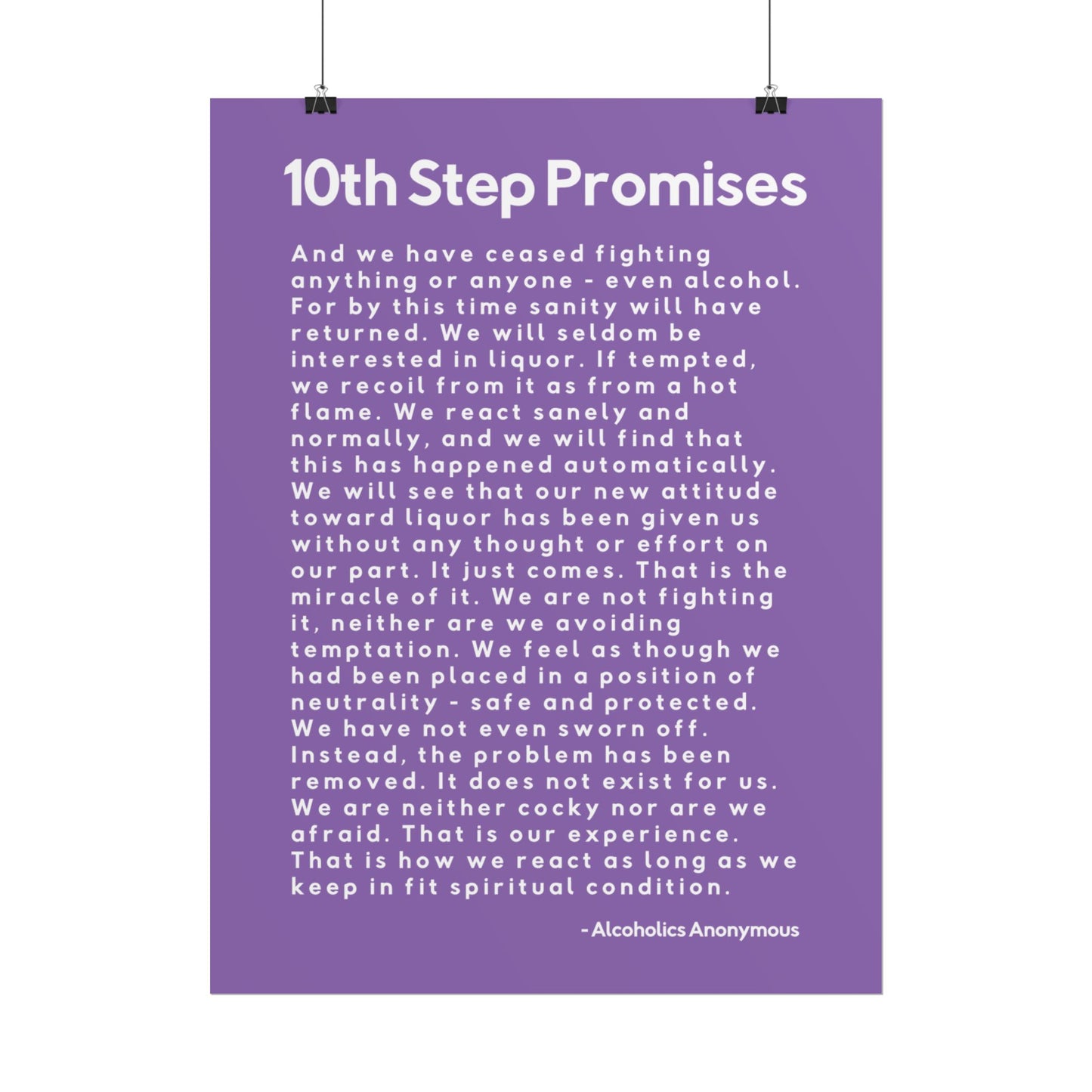 Haler Smith - Poster - Haler Smith Rolled Poster - 10th Step Promises - Vertical Light Purple Matte Finish