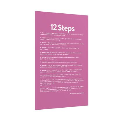Haler Smith - Poster - Haler Smith Rolled Poster - 12 Steps - Vertical Light Pink Matte Finish - White Letters