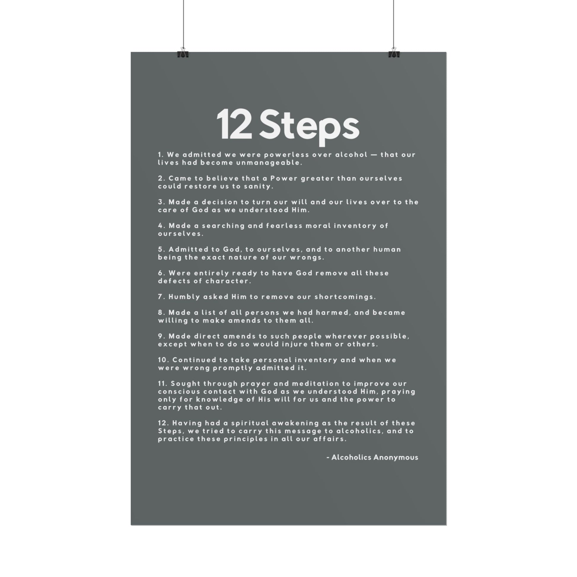 Haler Smith - Poster - Haler Smith Rolled Poster - 12 Steps - Vertical Dark Gray Matte Finish