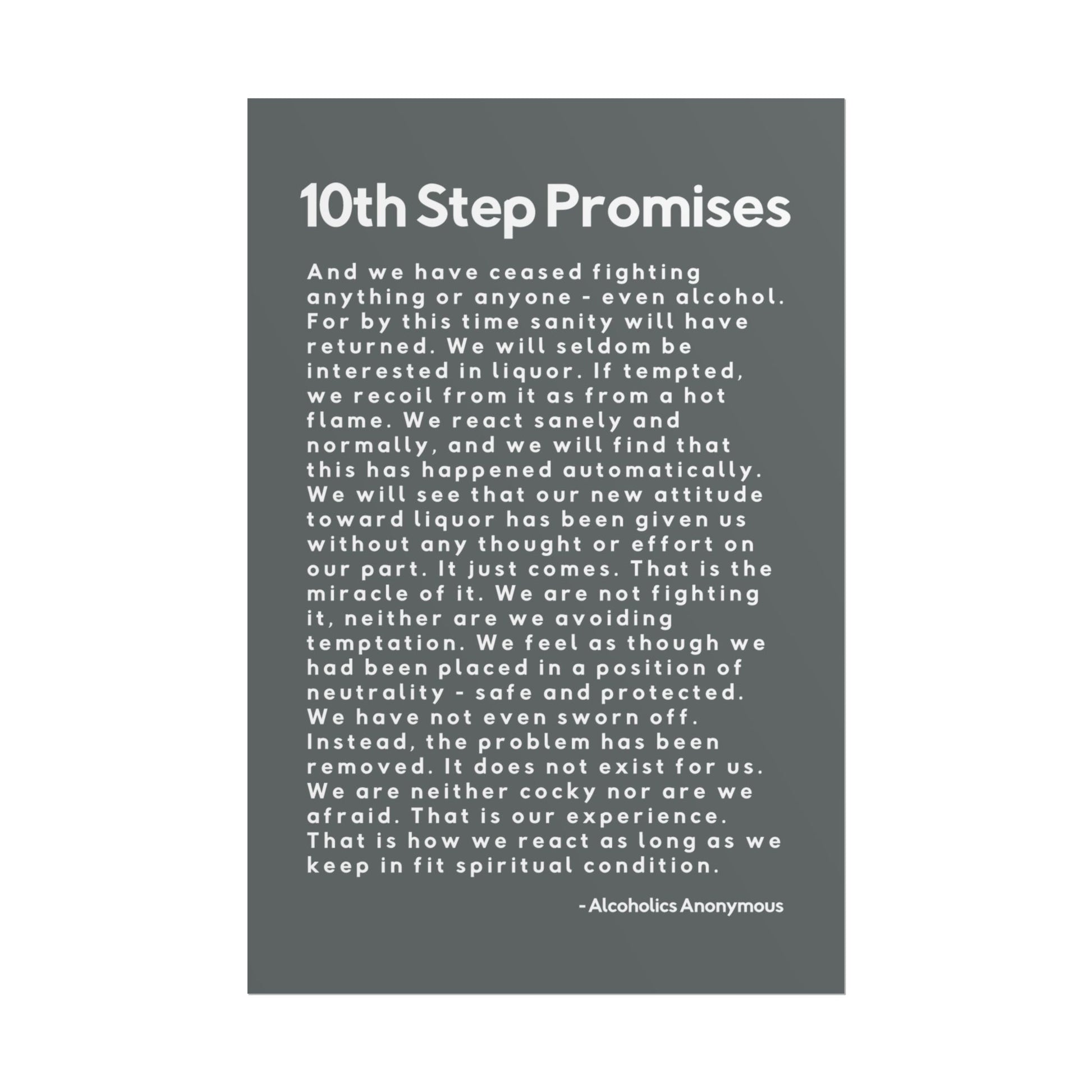 Haler Smith - Poster - Haler Smith Rolled Poster - 10th Step Promises - Vertical Dark Gray Matte Finish