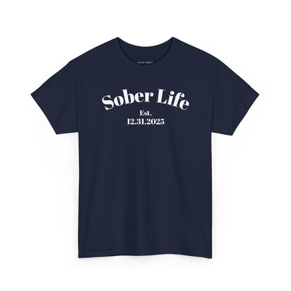 Recovery Short Sleeve T-Shirt | Sober Life Est. Design 1 On The Front