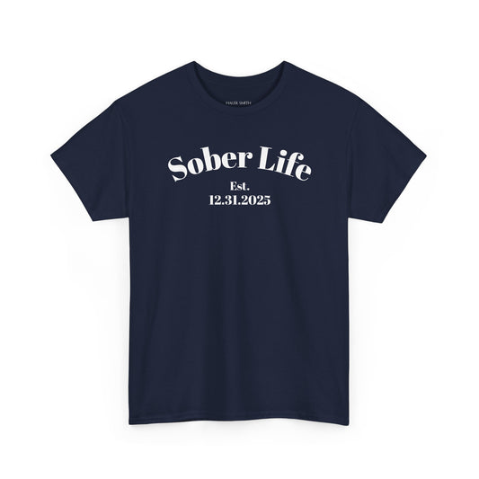 Recovery Short Sleeve T-Shirt | Sober Life Est. Design 1 On The Front