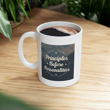 Haler Smith Ceramic Mug - Principles Before Personalities 1 - White