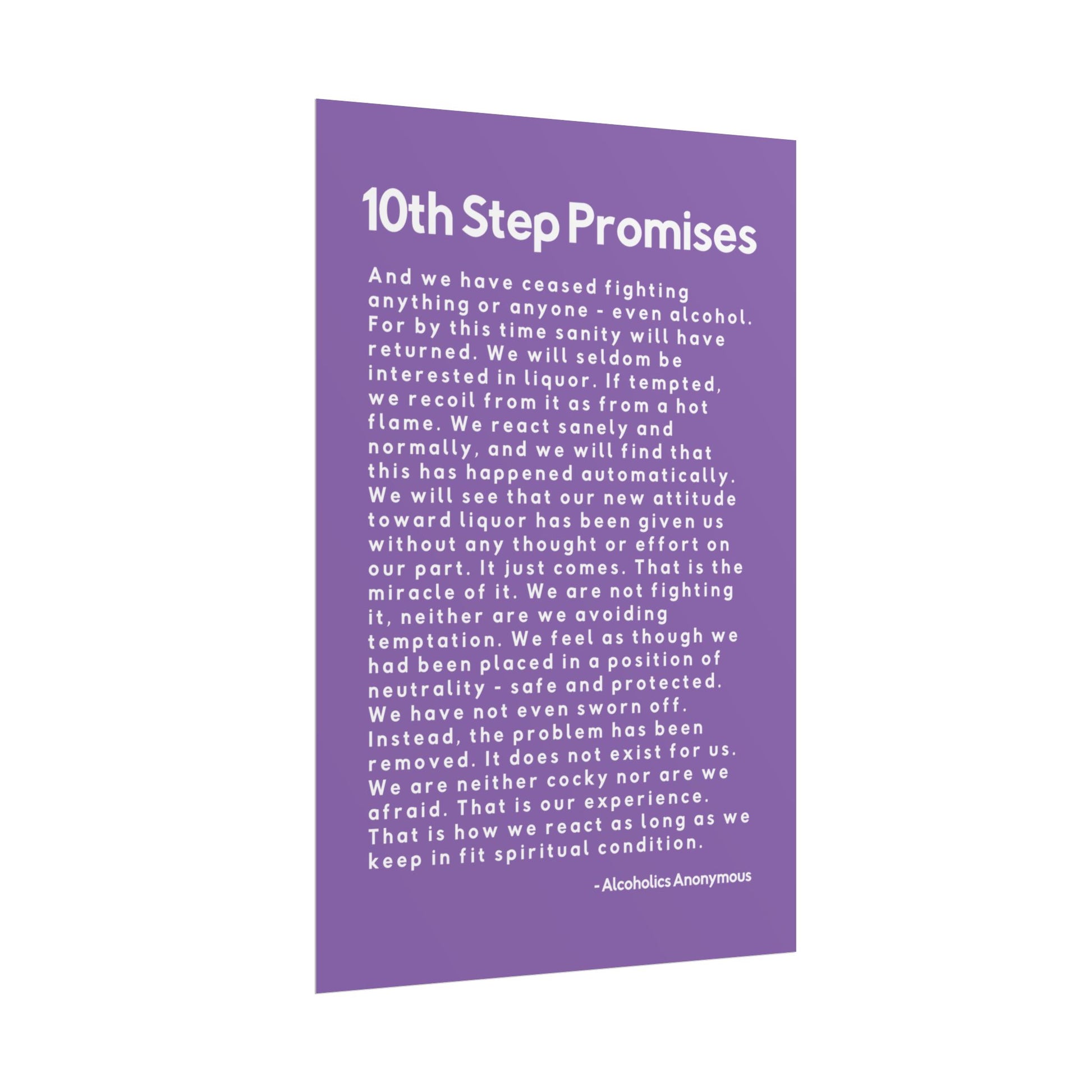 Haler Smith - Poster - Haler Smith Rolled Poster - 10th Step Promises - Vertical Light Purple Matte Finish