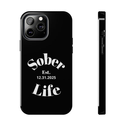 Recovery Phone Case | Sober Life Est. Design 1 | Black iPhone Case