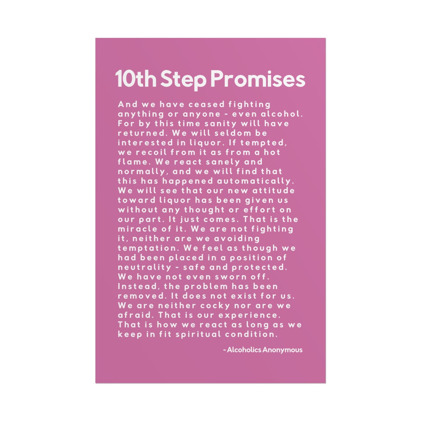Haler Smith - Poster - Haler Smith Rolled Poster - 10th Step Promises - Vertical Light Pink Matte Finish