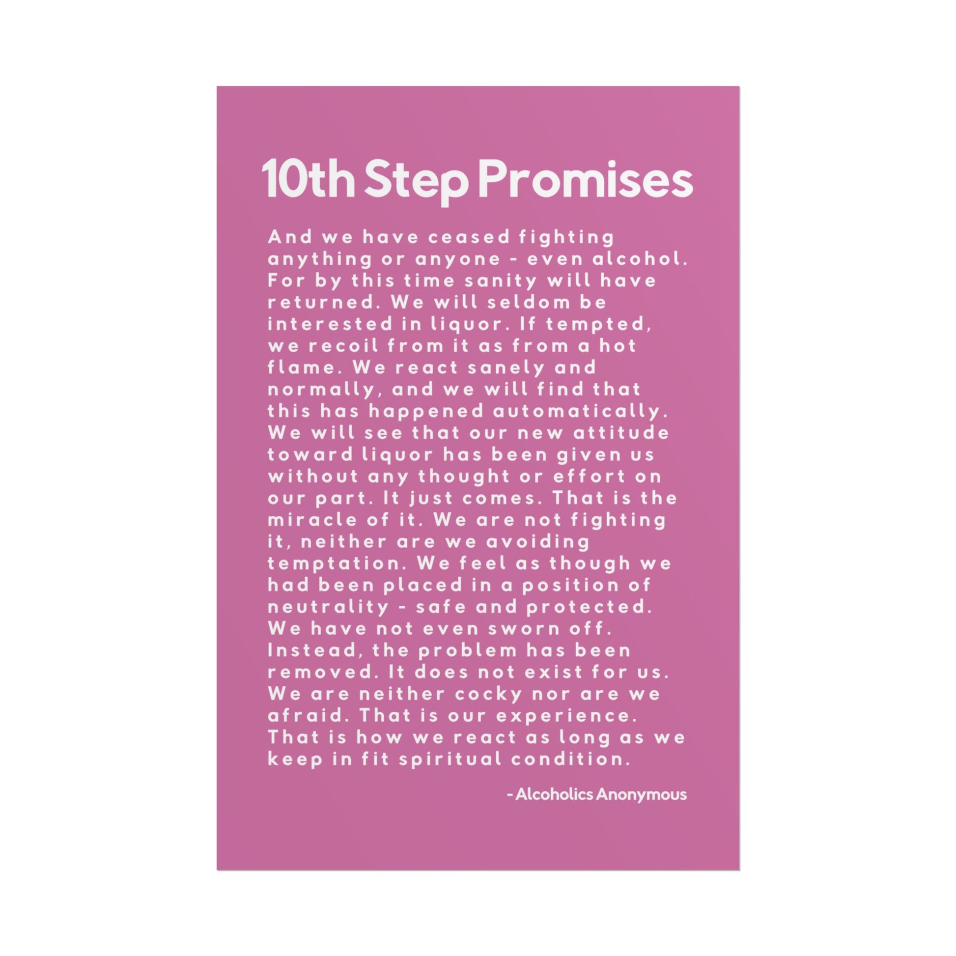 Haler Smith - Poster - Haler Smith Rolled Poster - 10th Step Promises - Vertical Light Pink Matte Finish