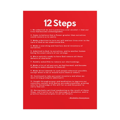 Haler Smith - Poster - Haler Smith Rolled Poster - 12 Steps - Vertical Red Matte Finish - White Letters