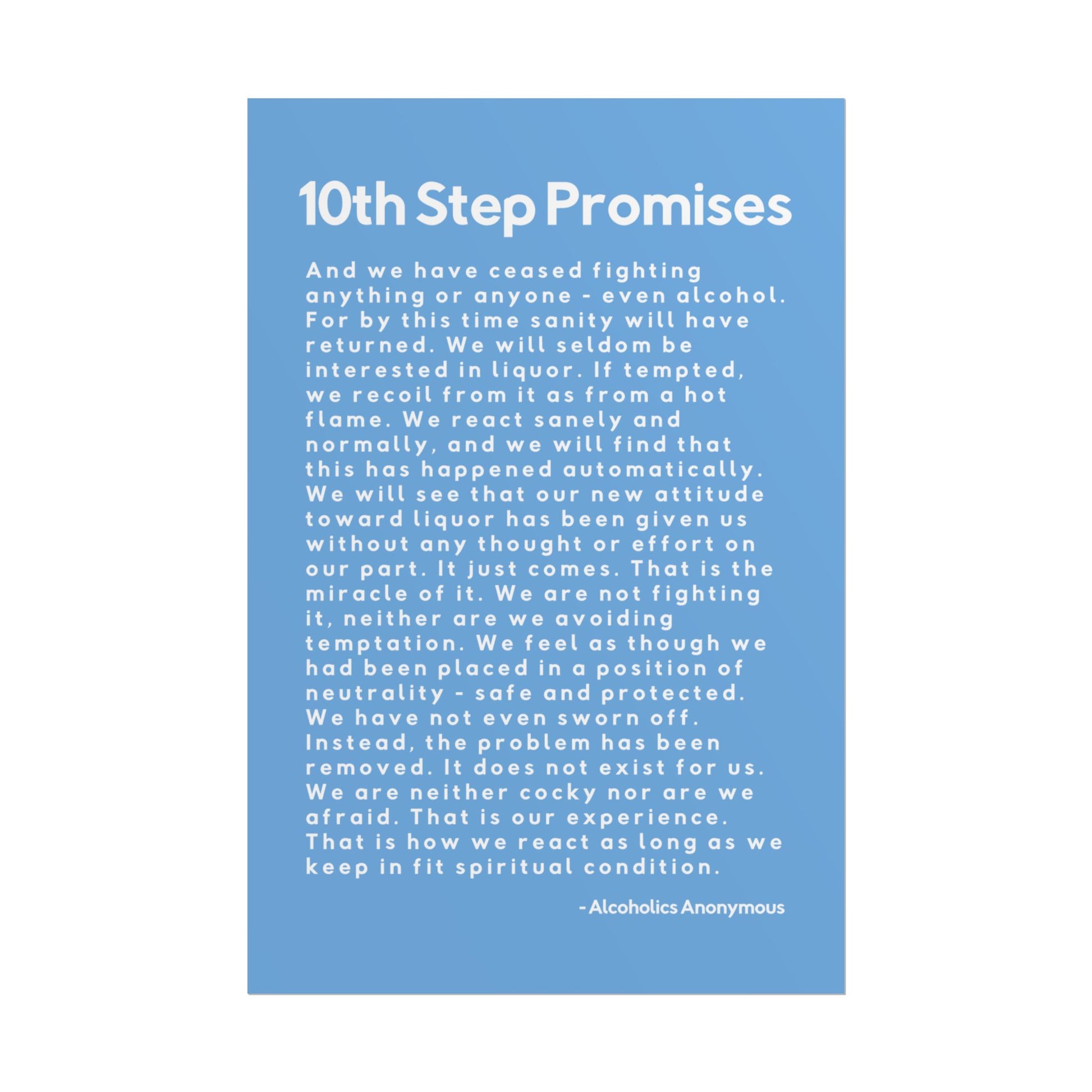 Haler Smith - Poster - Haler Smith Rolled Poster - 10th Step Promises - Vertical Light Blue Matte Finish