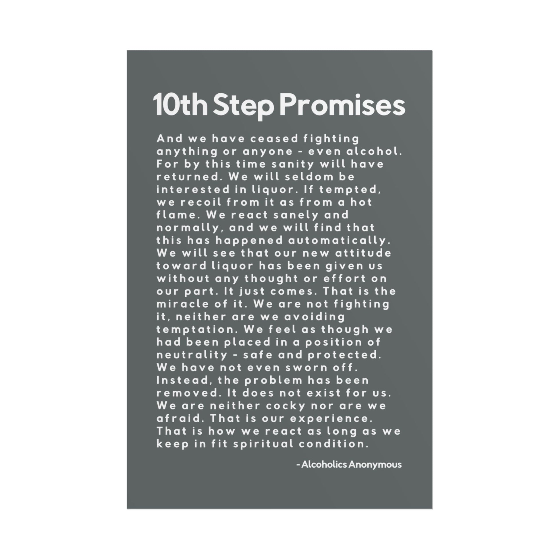 Haler Smith - Poster - Haler Smith Rolled Poster - 10th Step Promises - Vertical Dark Gray Matte Finish