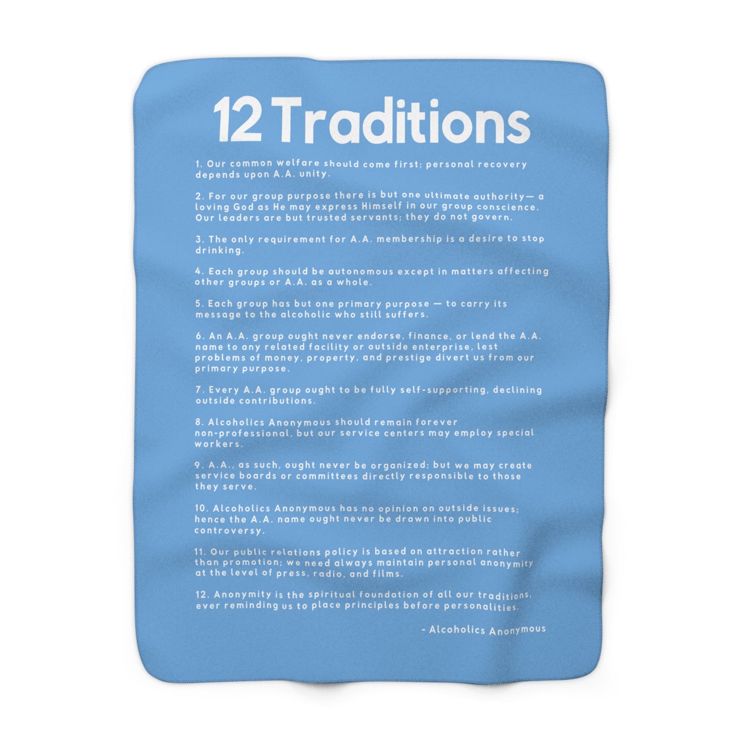 Haler Smith Sherpa Fleece Blanket - 12 Traditions - White Letters - Light Blue