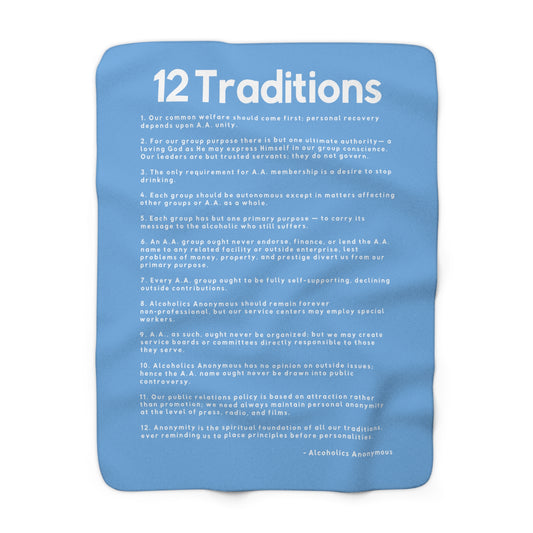 Haler Smith Sherpa Fleece Blanket - 12 Traditions - White Letters - Light Blue